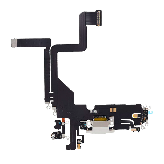 Charging Port Flex Cable For iPhone 14 Pro (Used OEM Pull) (Silver)