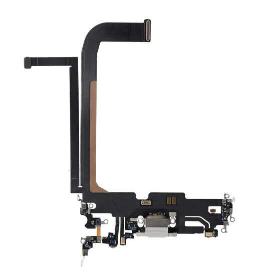 Charging Port Flex Cable For iPhone 13 Pro Max (Used OEM Pull) (Silver)