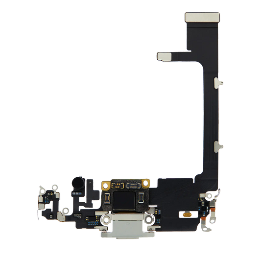 Charging Port Flex Cable With Board For iPhone 11 Pro (Used OEM Pull) (Silver)