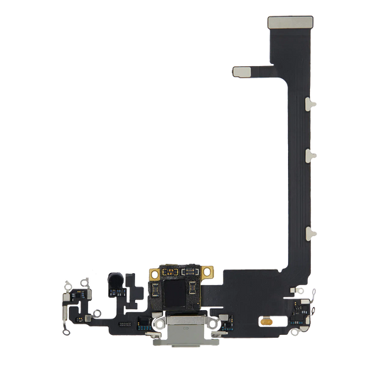 Charging Port Flex Cable With Board For iPhone 11 Pro Max (Used OEM Pull) (Silver)