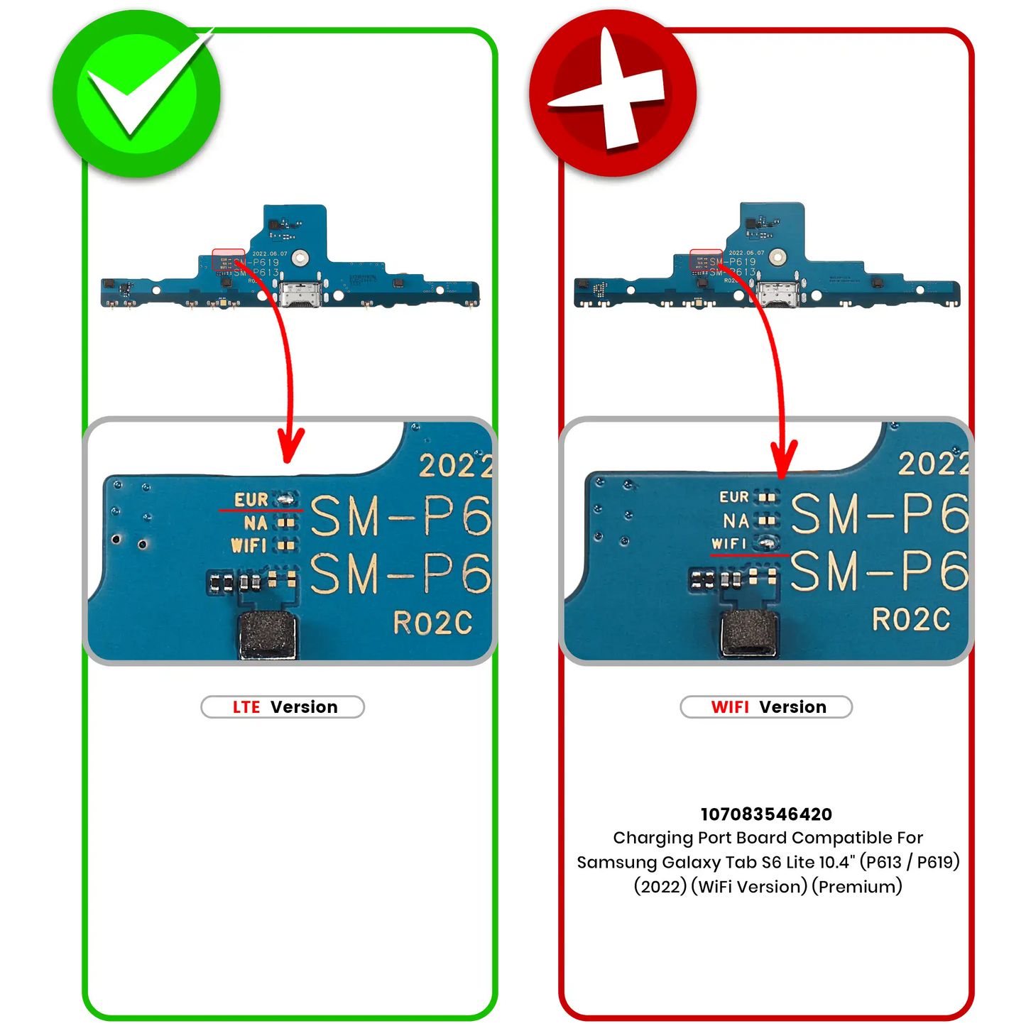 Charging Port Board Compatible For Samsung Galaxy Tab S6 Lite 10.4" (P613 / P619) (2022) (LTE Version) (Premium) - product image 2