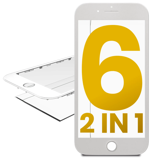 2 in 1 (Front Glass + Frame Pre-Installed) For iPhone 6 (2 Pack) (White)
