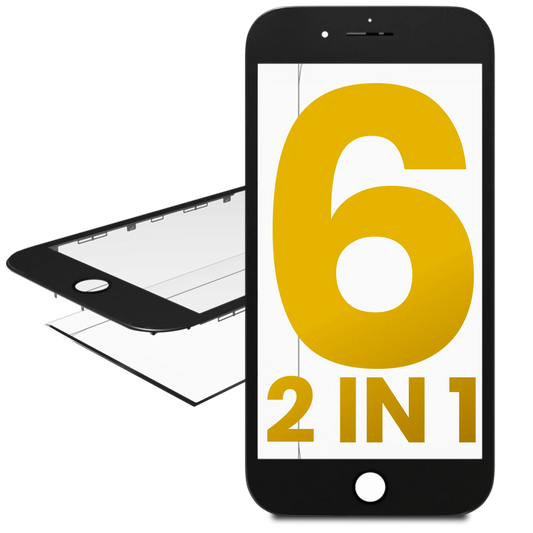 2 in 1 (Front Glass + Frame Pre-Installed) For iPhone 6 (2 Pack) (Black)