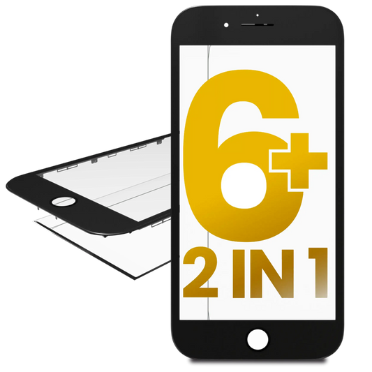 2 in 1 (Front Glass + Frame Pre-Installed) For iPhone 6 Plus (2 Pack) (Black)
