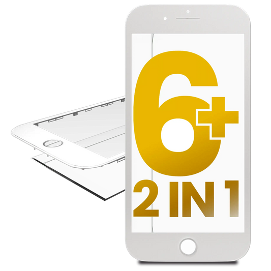 2 in 1 (Front Glass + Frame Pre-Installed) For iPhone 6 Plus (2 Pack) (White)