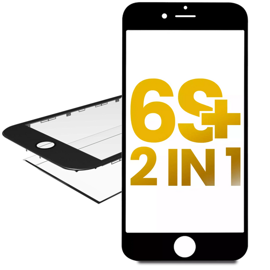 2 in 1 (Front Glass + Frame Pre-Installed) For iPhone 6S Plus (2 Pack) (Black)