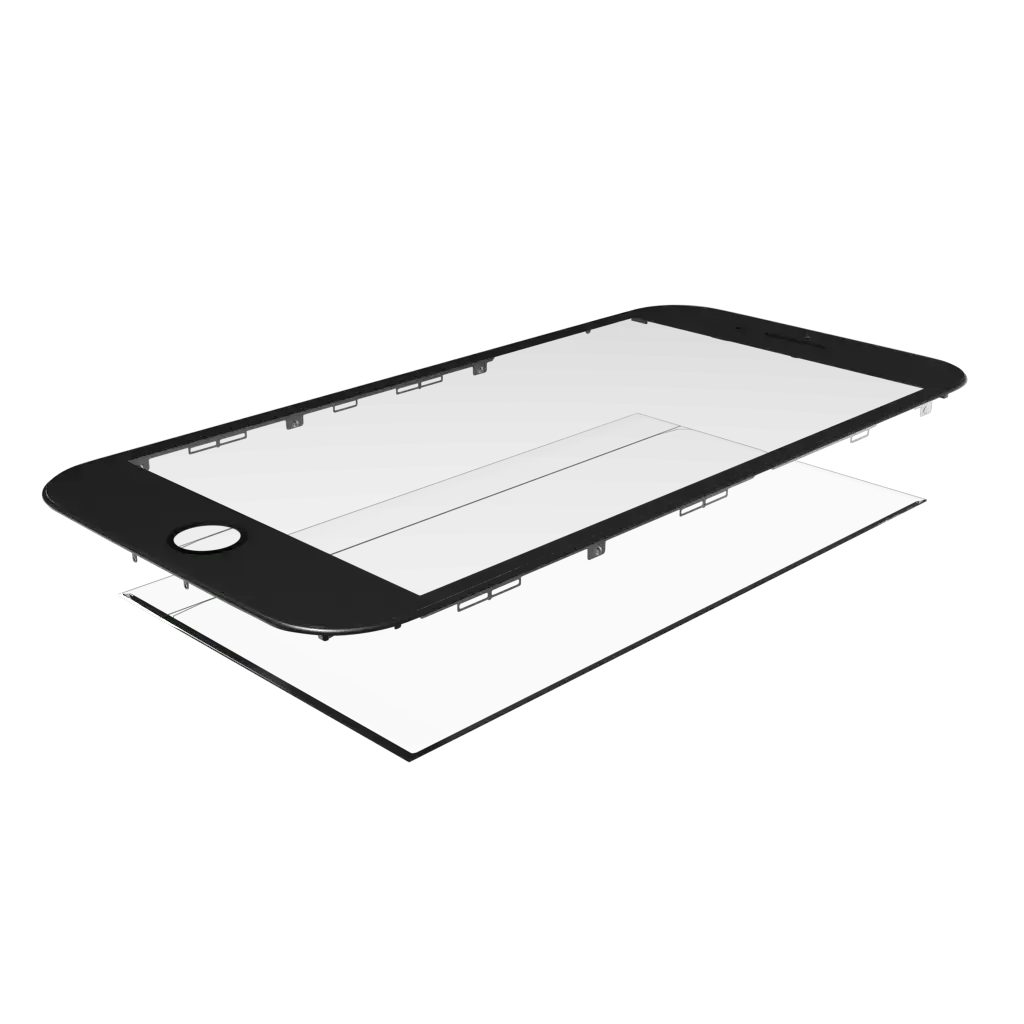 2 in 1 (Front Glass + Frame Pre-Installed) For iPhone 6S Plus (2 Pack) (Black)