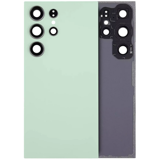 Back Cover Glass With Camera Lens For Samsung Galaxy S24 Ultra 5G (No Logo) (Aftermarket Plus) (Titanium Green)