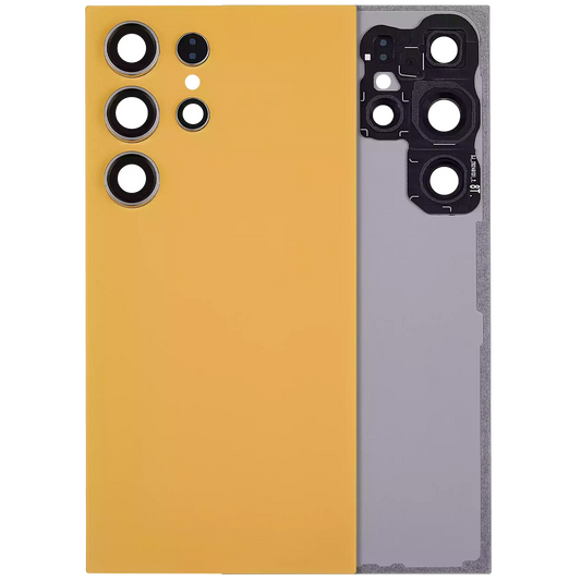 Back Cover Glass With Camera Lens For Samsung Galaxy S24 Ultra 5G (No Logo) (Aftermarket Plus) (Titanium Orange)
