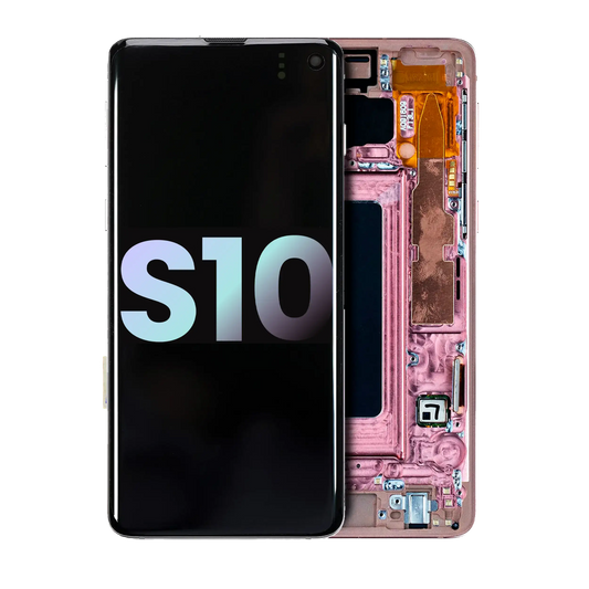 OLED Assembly With Frame For Samsung Galaxy S10 (Service Pack) (Flamingo Pink)