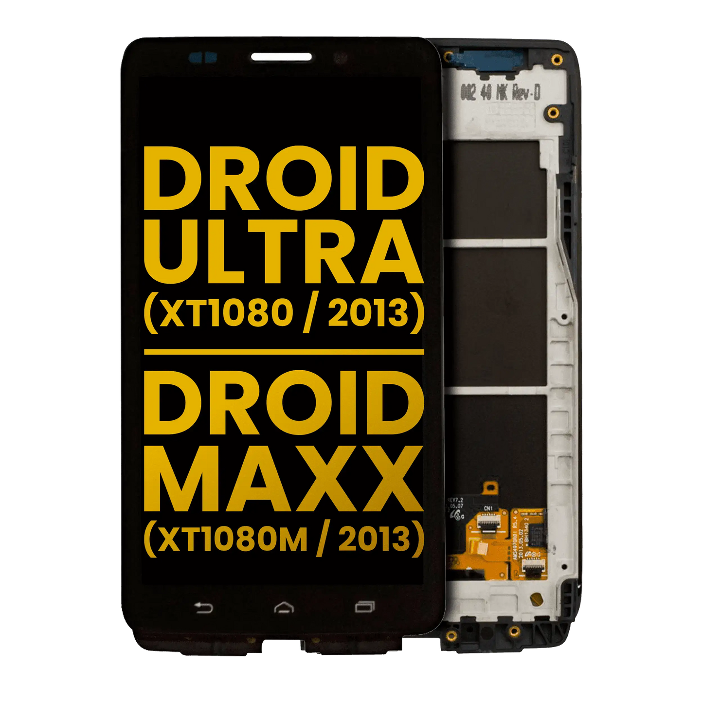 LCD Assembly With Frame for Motorola Droid Maxx (XT1080 / 2013) Refurbished Black - replacement component front view, SKU 107082030603, image 1
