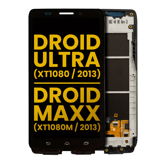 LCD Assembly With Frame for Motorola Droid Maxx (XT1080 / 2013) Refurbished Black - replacement component front view, SKU 107082030603, image 1