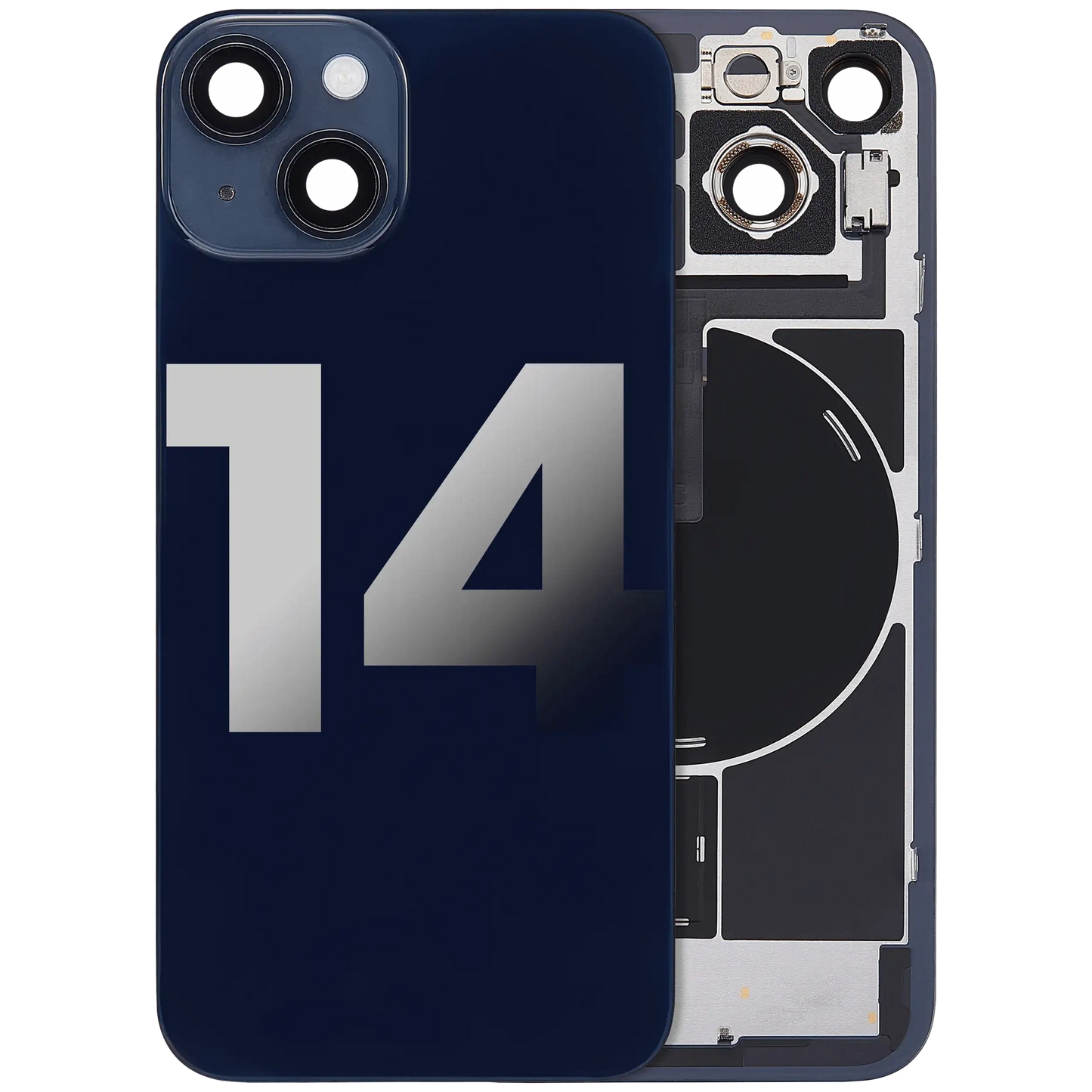 Back Glass w/ MagSafe Magnet & NFC & Flashlight Flex For iPhone 14 (Used OEM Pull: Grade A) (Midnight)