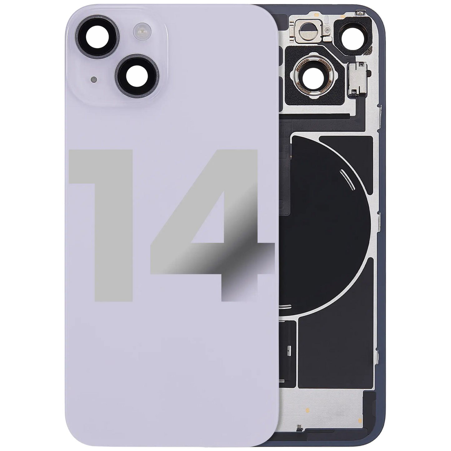 Back Glass w/ MagSafe Magnet & NFC & Flashlight Flex For iPhone 14 (Used OEM Pull: Grade A) (Purple)