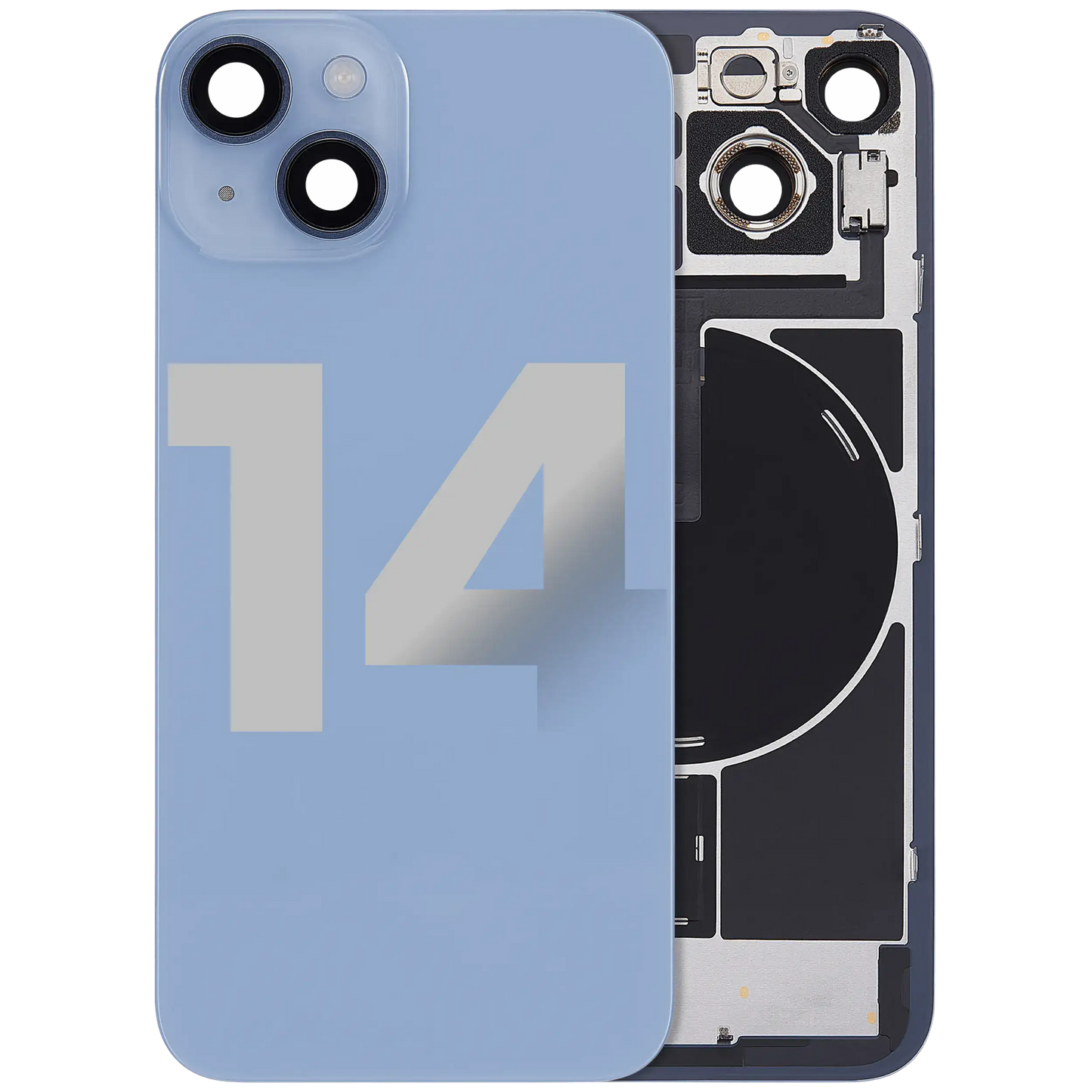 Back Glass w/ MagSafe Magnet & NFC & Flashlight Flex For iPhone 14 (Used OEM Pull: Grade A) (Blue)