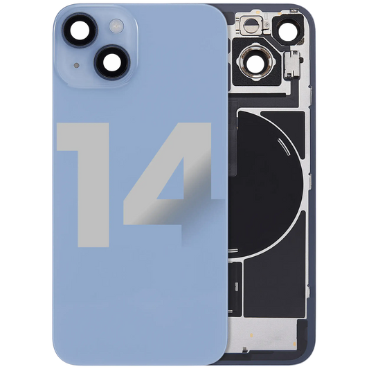 Back Glass w/ MagSafe Magnet & NFC & Flashlight Flex For iPhone 14 (Used OEM Pull: Grade A) (Blue)