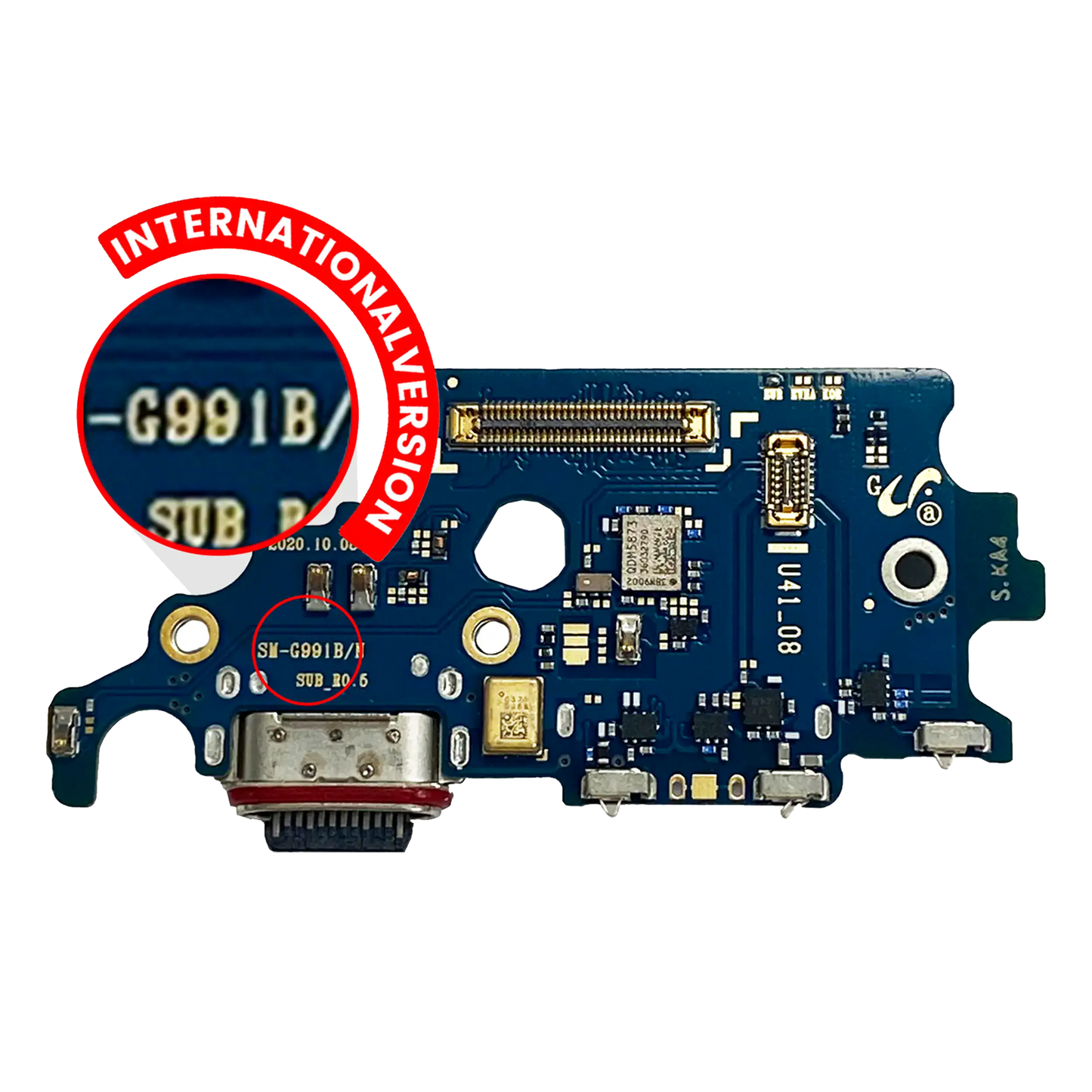 Charging Port Board With Sim Card Reader For Samsung Galaxy S21 5G (G991B) (International Version) (Premium)