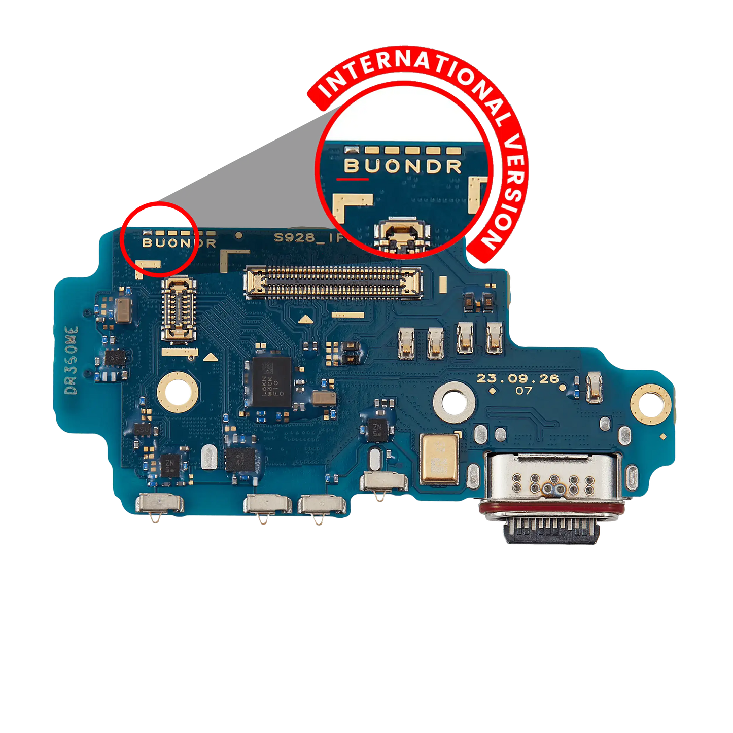 Charging Port Board With Sim Card Reader For Samsung Galaxy S24 Ultra 5G (S928B) (International Version) (Premium)
