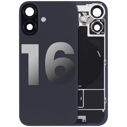 Back Glass w/ MagSafe Magnet & NFC & Flashlight Flex For iPhone 16 (Used OEM Pull: Grade B) (Black) — product photo 1