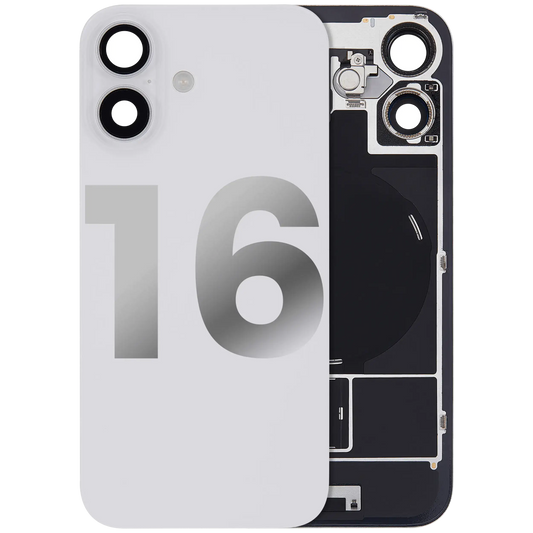 Back Glass w/ MagSafe Magnet & NFC & Flashlight Flex For iPhone 16 (Used OEM Pull: Grade B) (White) — product photo 1
