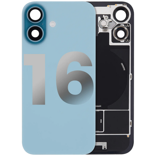 Back Glass w/ MagSafe Magnet & NFC & Flashlight Flex For iPhone 16 (Used OEM Pull: Grade B) (Teal) — product photo 1