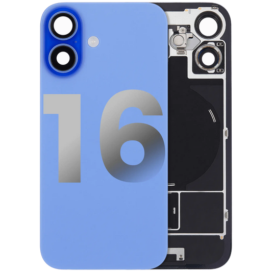 Back Glass w/ MagSafe Magnet & NFC & Flashlight Flex For iPhone 16 (Used OEM Pull: Grade B) (Ultramarine) — product photo 1