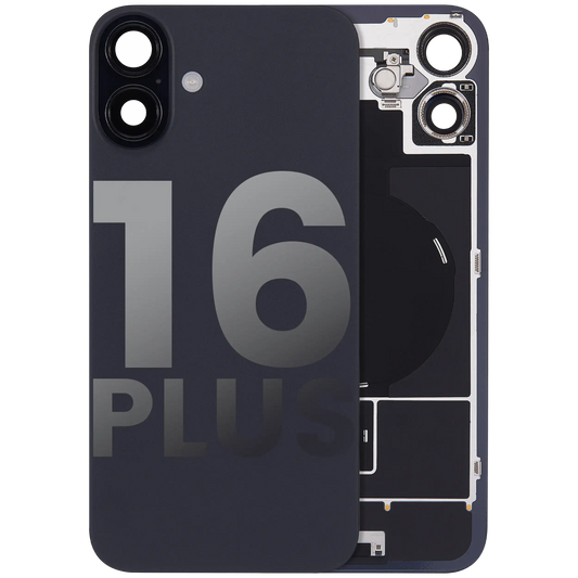 Back Glass w/ MagSafe Magnet & NFC & Flashlight Flex For iPhone 16 Plus (Used OEM Pull: Grade A) (Black)