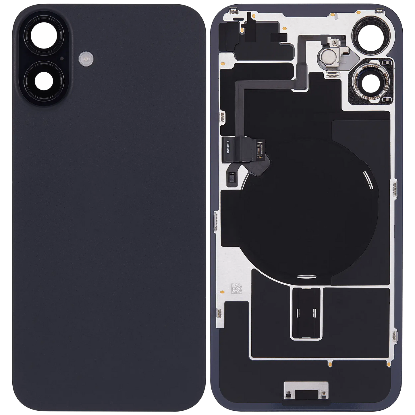 Back Glass w/ MagSafe Magnet & NFC & Flashlight Flex For iPhone 16 Plus (Used OEM Pull: Grade A) (Black)