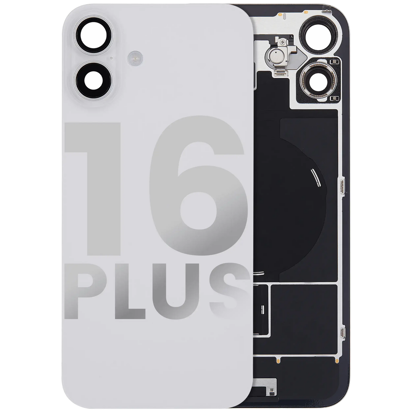 Back Glass w/ MagSafe Magnet & NFC & Flashlight Flex For iPhone 16 Plus (Used OEM Pull: Grade B) (White)