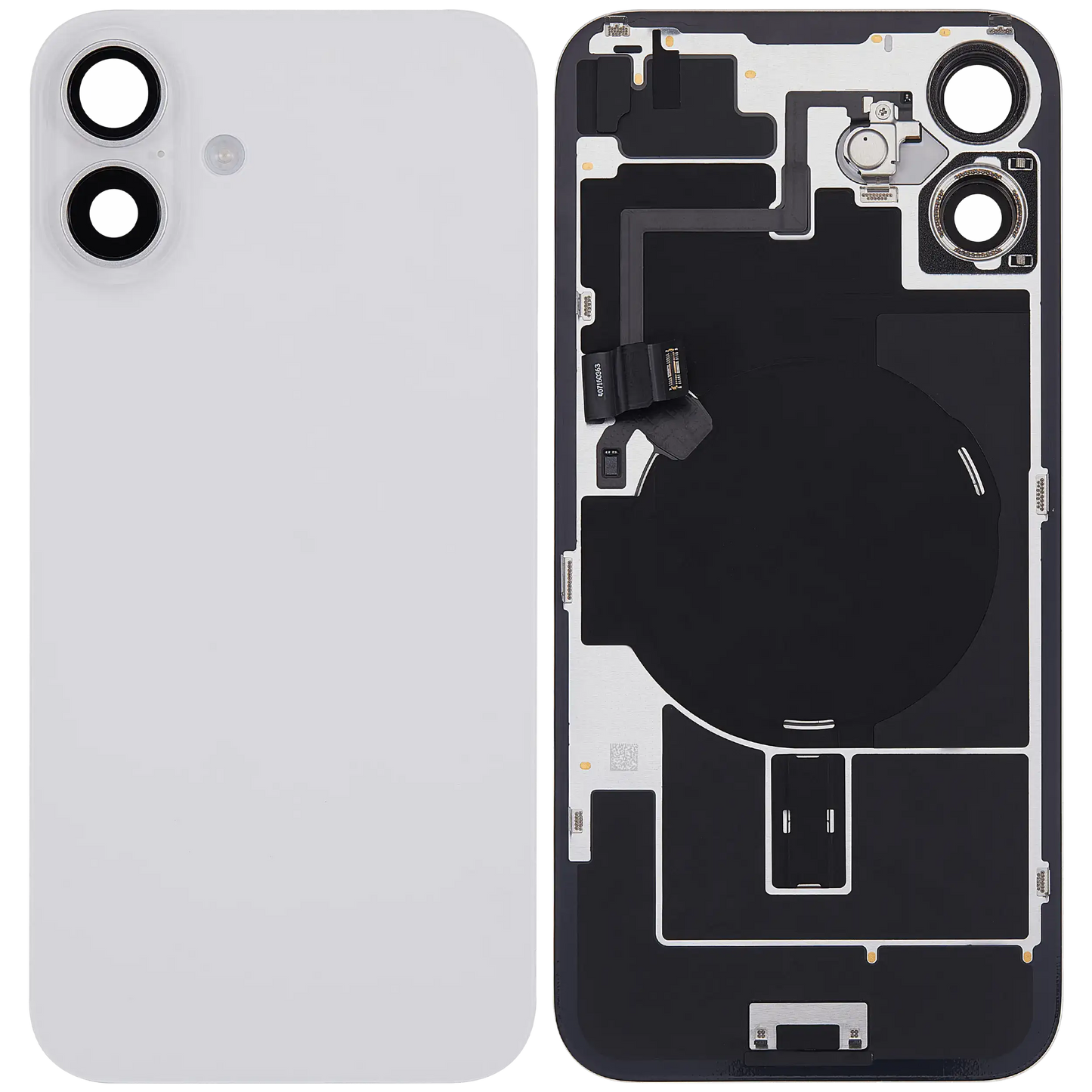 Back Glass w/ MagSafe Magnet & NFC & Flashlight Flex For iPhone 16 Plus (Used OEM Pull: Grade A) (White)