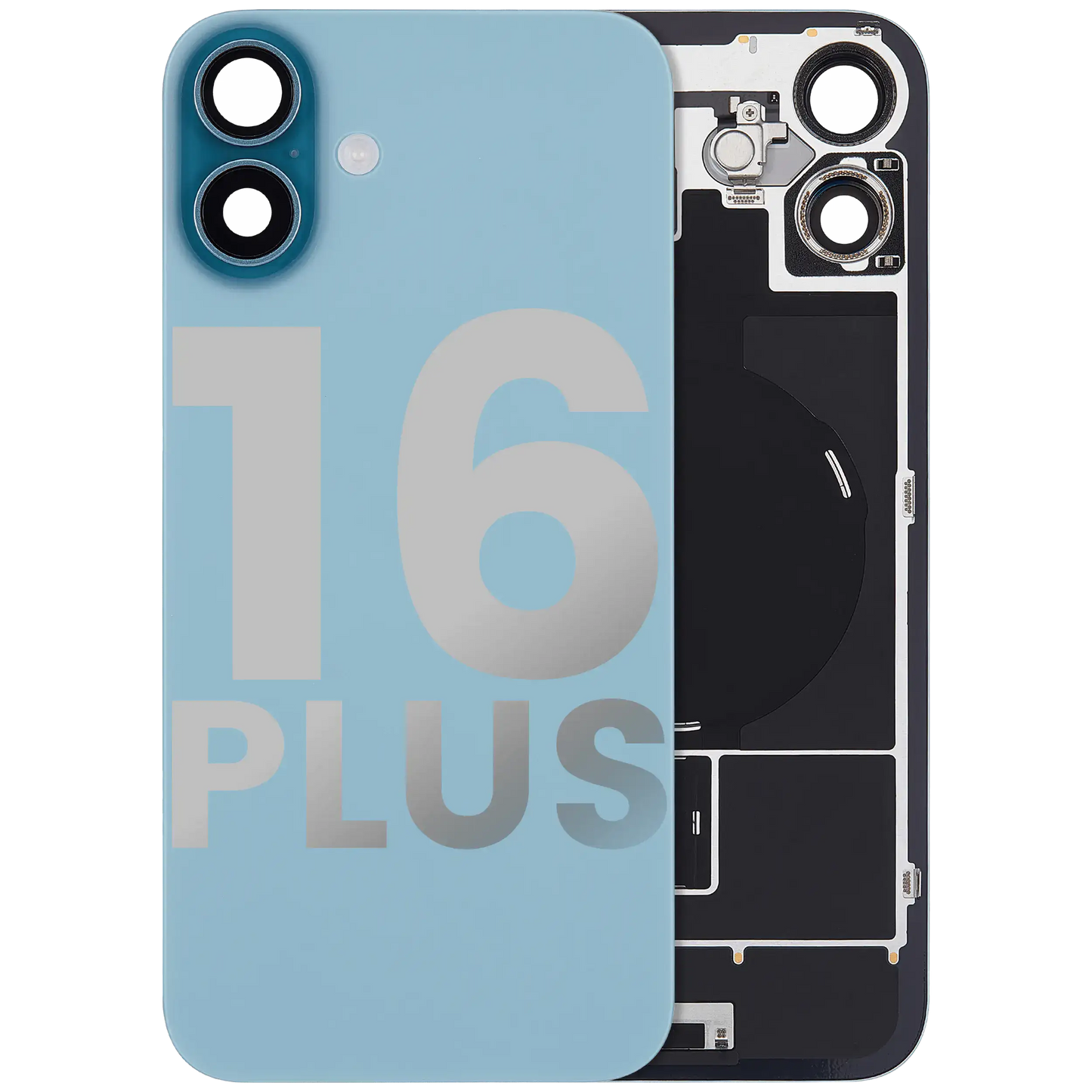 Back Glass w/ MagSafe Magnet & NFC & Flashlight Flex For iPhone 16 Plus (Used OEM Pull: Grade A) (Teal)