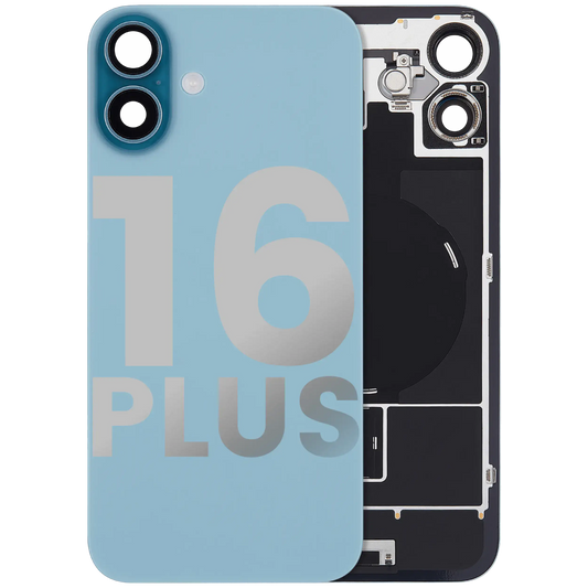 Back Glass w/ MagSafe Magnet & NFC & Flashlight Flex For iPhone 16 Plus (Used OEM Pull: Grade A) (Teal)
