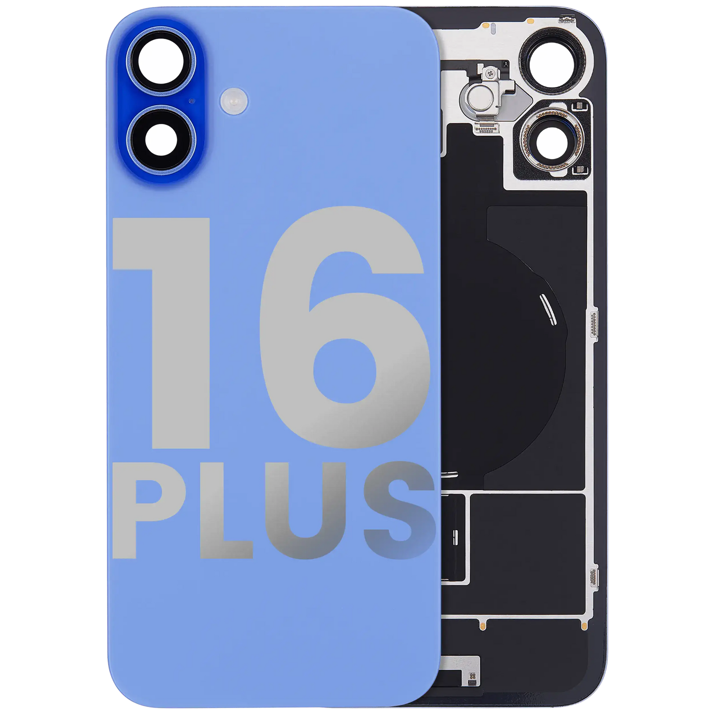 Back Glass w/ MagSafe Magnet & NFC & Flashlight Flex For iPhone 16 Plus (Used OEM Pull: Grade B) (Ultramarine)