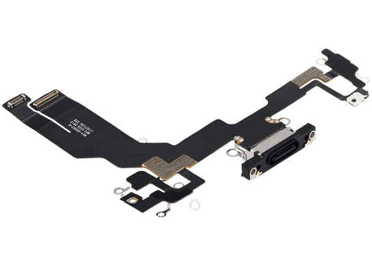 Charging Port Flex Cable Compatible For iPhone 16e / 17e (Premium) (Black)