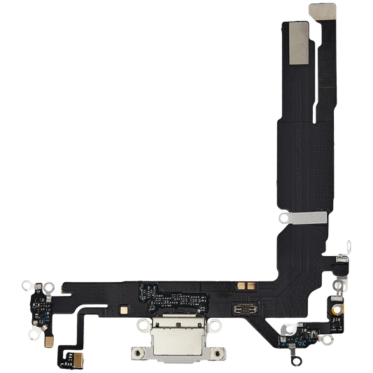 Charging Port Flex Cable For iPhone 16 (Aftermarket Plus) (White) — product photo 1