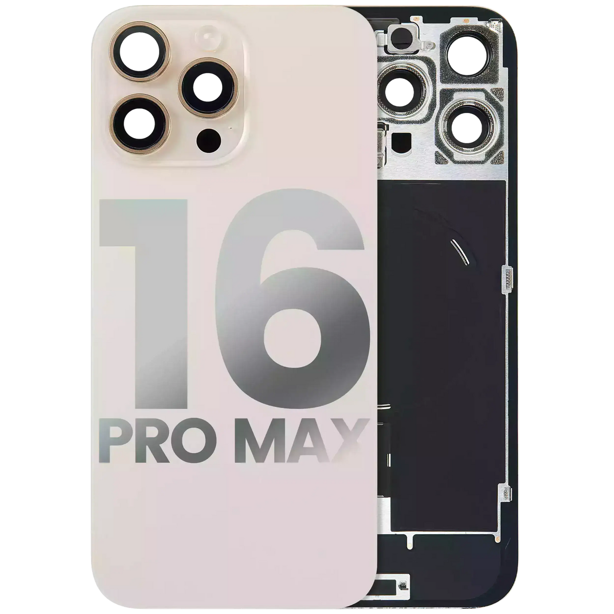 Back Glass w/ MagSafe Magnet & NFC & Flashlight Flex For iPhone 16 Pro Max (Used OEM Pull: Grade A) (Desert Titanium) — product photo 1