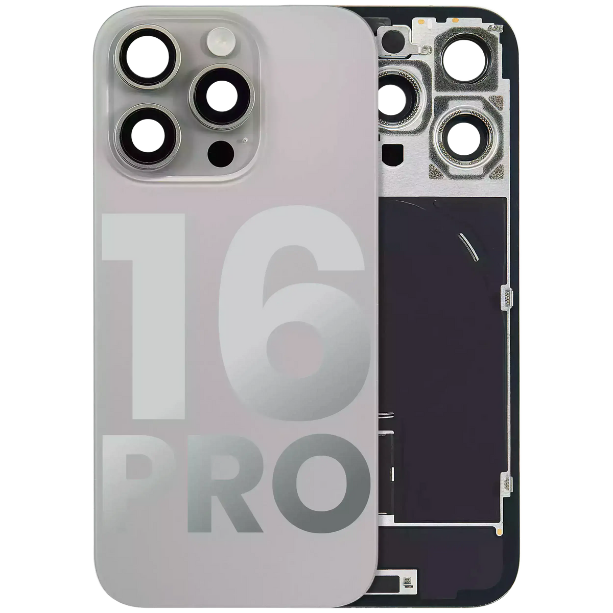 Back Glass w/ MagSafe Magnet & NFC & Flashlight Flex For iPhone 16 Pro (Used OEM Pull: Grade A) (Natural Titanium) — product photo 1
