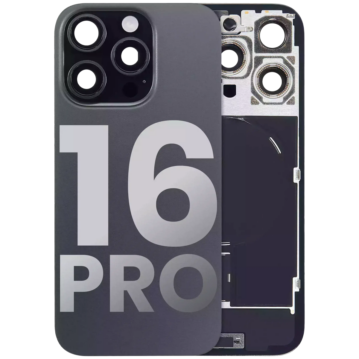 Back Glass w/ MagSafe Magnet & NFC & Flashlight Flex For iPhone 16 Pro (Used OEM Pull: Grade A) (Black Titanium) — product photo 1