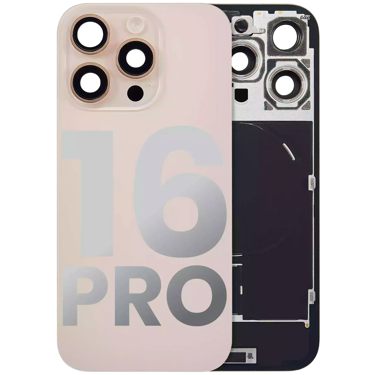 Back Glass w/ MagSafe Magnet & NFC & Flashlight Flex For iPhone 16 Pro (Used OEM Pull: Grade A) (Desert Titanium) — product photo 1