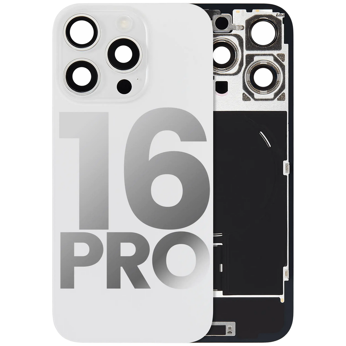 Back Glass w/ MagSafe Magnet & NFC & Flashlight Flex For iPhone 16 Pro (Used OEM Pull: Grade B) (White Titanium) — product photo 1