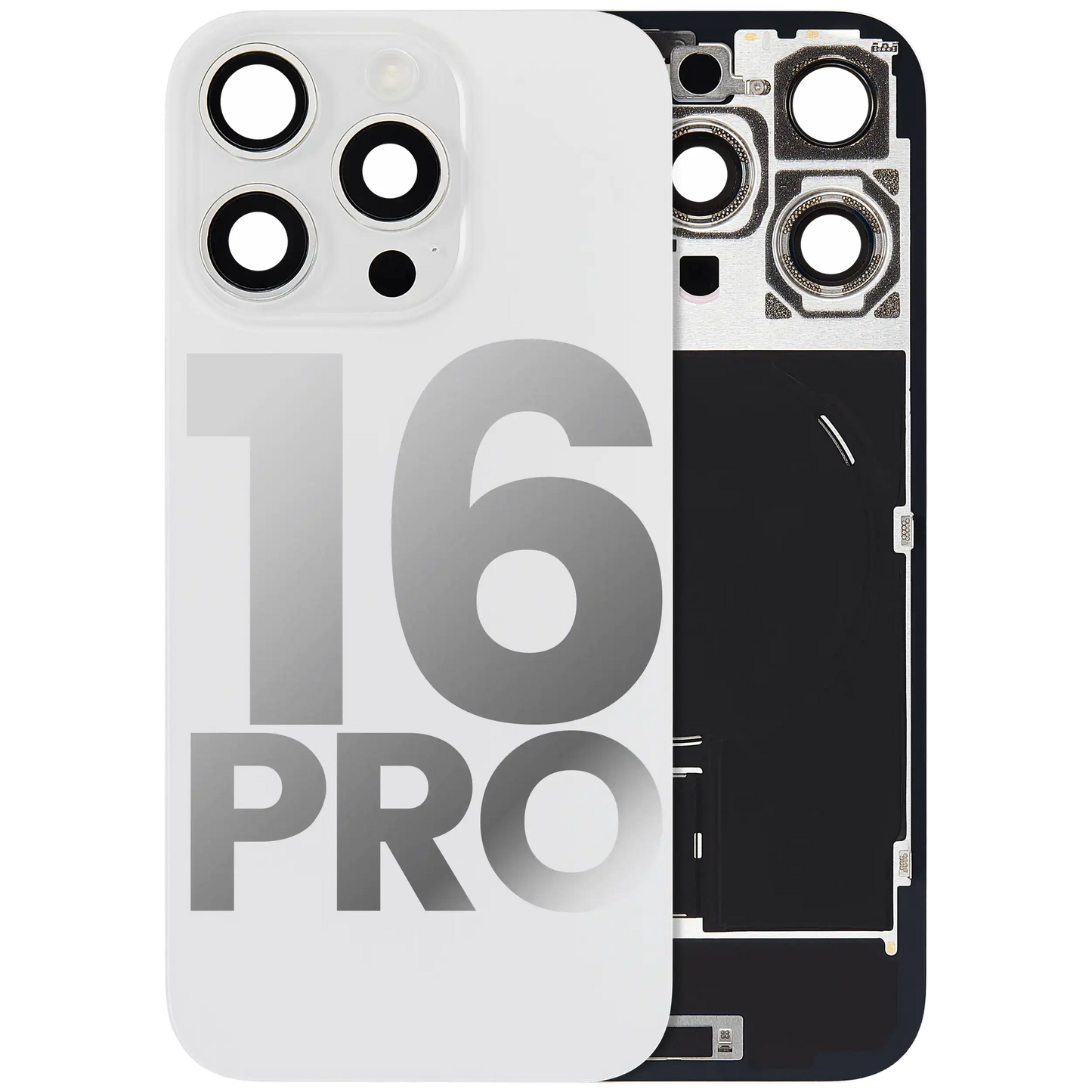 Back Glass w/ MagSafe Magnet & NFC & Flashlight Flex For iPhone 16 Pro (Used OEM Pull: Grade B) (White Titanium)