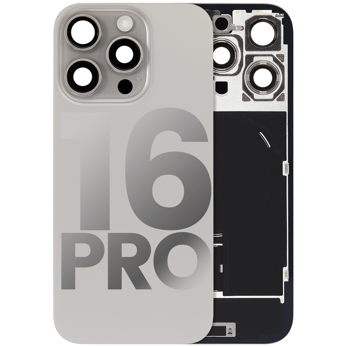 Back Glass w/ MagSafe Magnet & NFC & Flashlight Flex For iPhone 16 Pro (Used OEM Pull: Grade B) (Natural Titanium) — product photo 1
