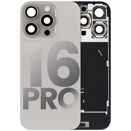 Back Glass w/ MagSafe Magnet & NFC & Flashlight Flex For iPhone 16 Pro (Used OEM Pull: Grade B) (Natural Titanium) — product photo 1