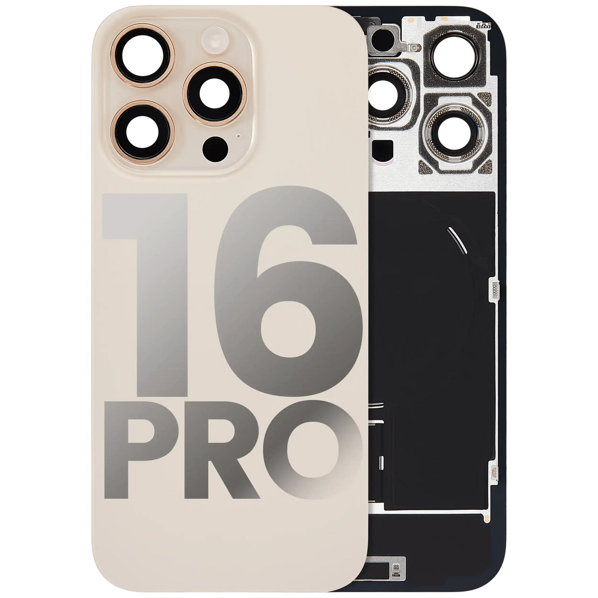 Back Glass w/ MagSafe Magnet & NFC & Flashlight Flex For iPhone 16 Pro (Used OEM Pull: Grade B) (Desert Titanium) — product photo 1