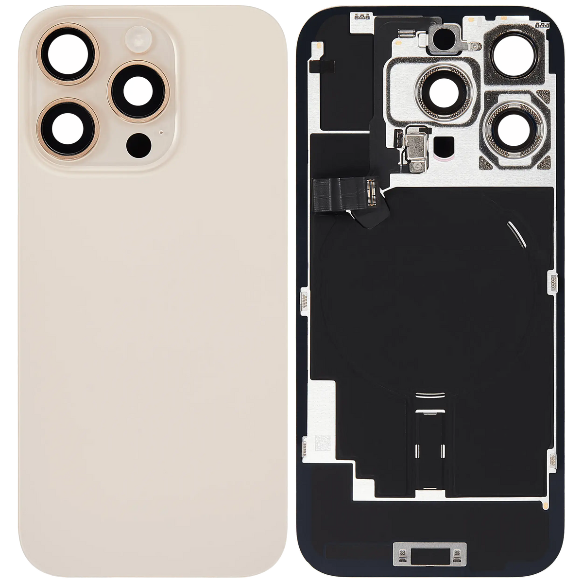 Back Glass w/ MagSafe Magnet & NFC & Flashlight Flex For iPhone 16 Pro (Used OEM Pull: Grade B) (Desert Titanium) — product photo 6