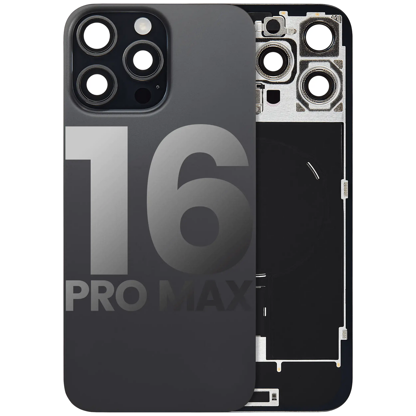 Back Glass w/ MagSafe Magnet & NFC & Flashlight Flex For iPhone 16 Pro Max (Used OEM Pull: Grade A) (Black Titanium)