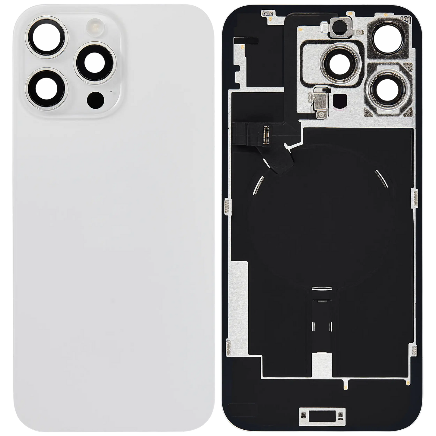 Back Glass w/ MagSafe Magnet & NFC & Flashlight Flex For iPhone 16 Pro Max (Used OEM Pull: Grade A) (White Titanium)