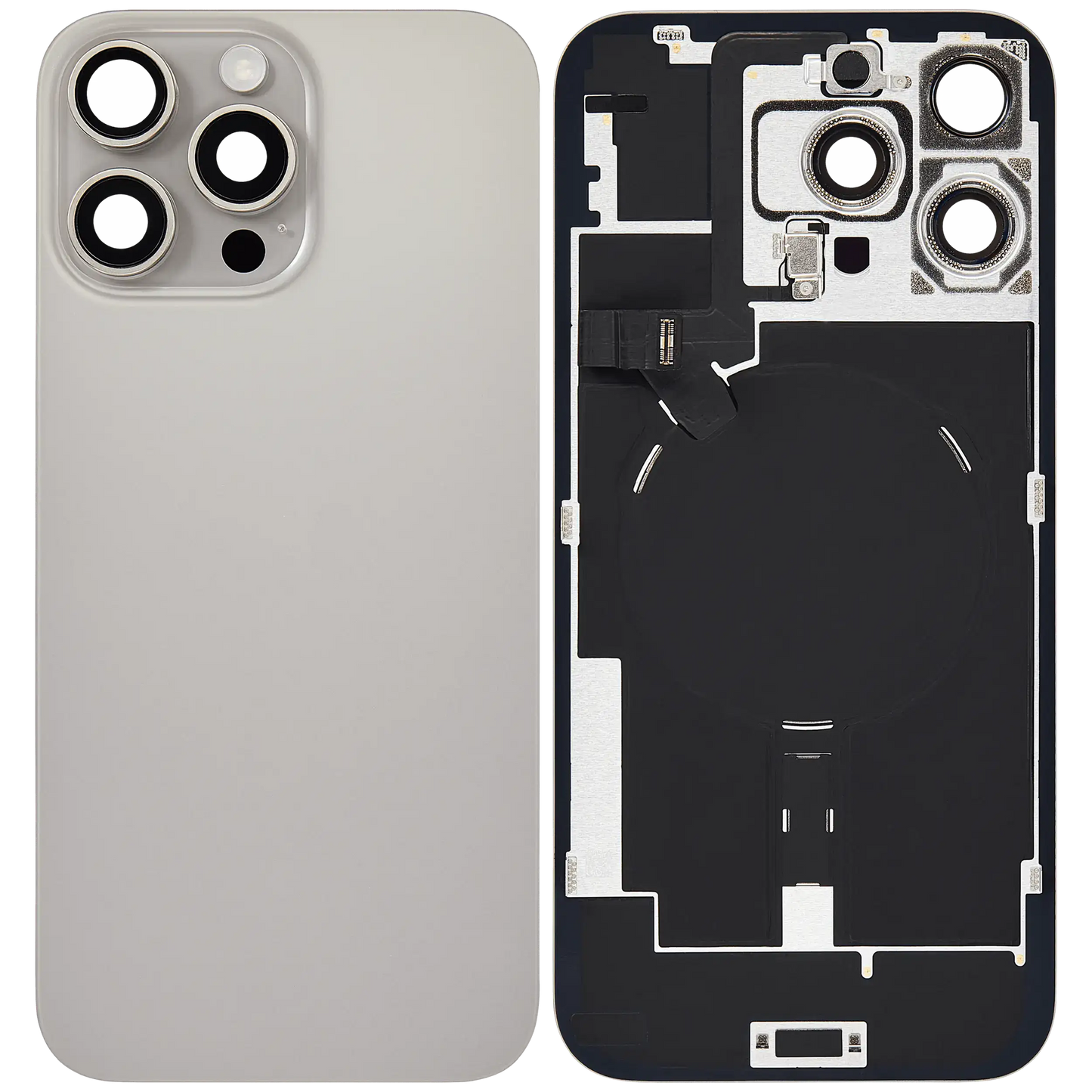 Back Glass w/ MagSafe Magnet & NFC & Flashlight Flex For iPhone 16 Pro Max (Used OEM Pull: Grade A) (Natural Titanium)