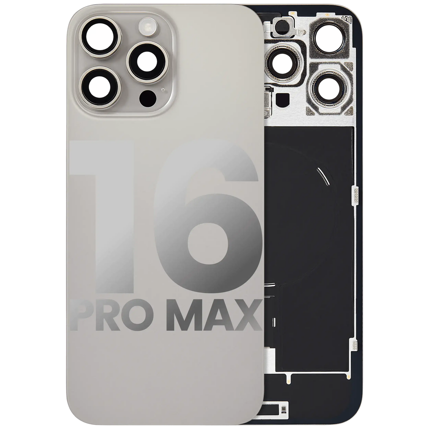 Back Glass w/ MagSafe Magnet & NFC & Flashlight Flex For iPhone 16 Pro Max (Used OEM Pull: Grade A) (Natural Titanium)