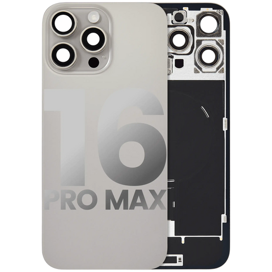 Back Glass w/ MagSafe Magnet & NFC & Flashlight Flex For iPhone 16 Pro Max (Used OEM Pull: Grade A) (Natural Titanium)